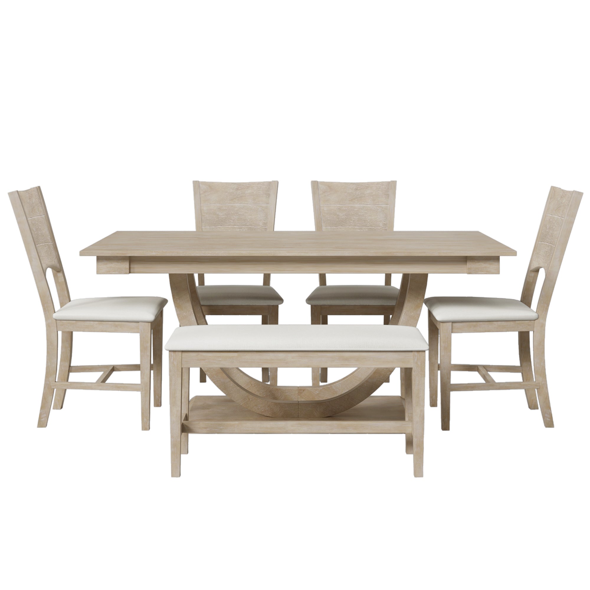 6-Piece Wood Dining Set - Modern Kitchen Table