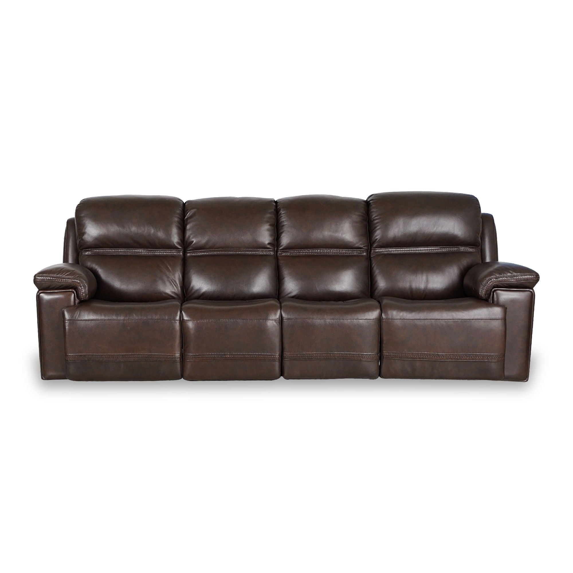 Timo Top Grain Leather Power Reclining Sofa, Adjustable Headrest, Big Size, Cross Stitching