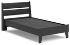 Black panel platform bed frame with dark platform base