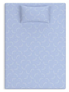 Blue kids mattress with wavy pattern fabric cover