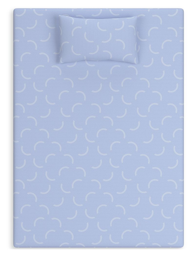 Blue kids mattress with wavy pattern fabric cover