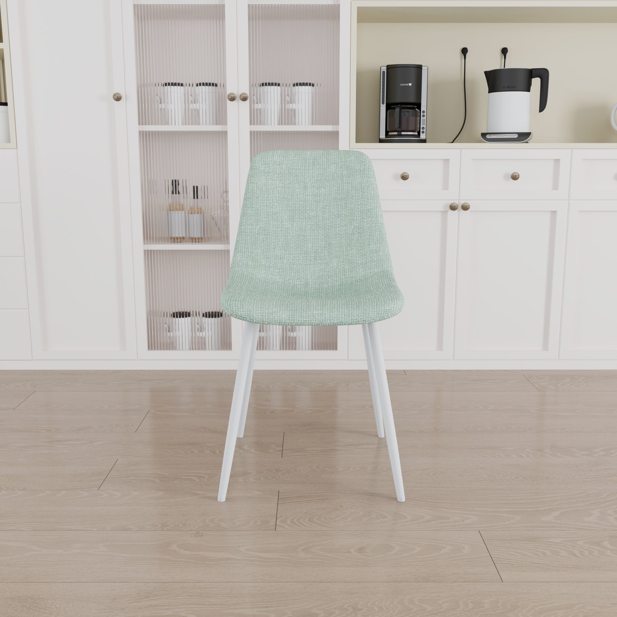 63" MDF Cream Dining Table & 4 Modern Chairs - Kitchen Set