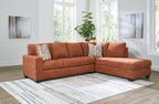 Spice rust corner chaise sectional sofa with geometric accent cushions