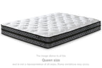 10-inch pocketed hybrid mattress with white quilted top and dark side border