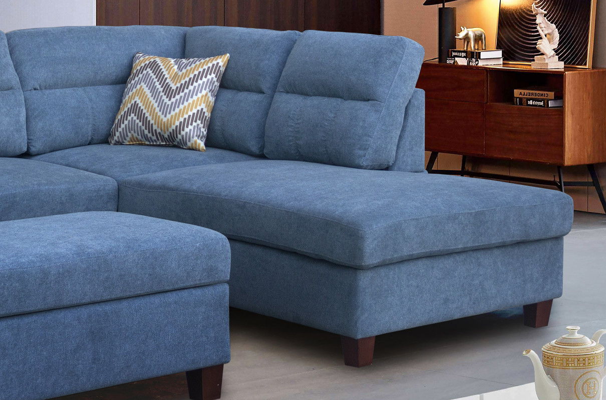 Diego - Fabric Sectional Sofa With Right Facing Chaise, Storage Ottoman, And 2 Accent Pillows