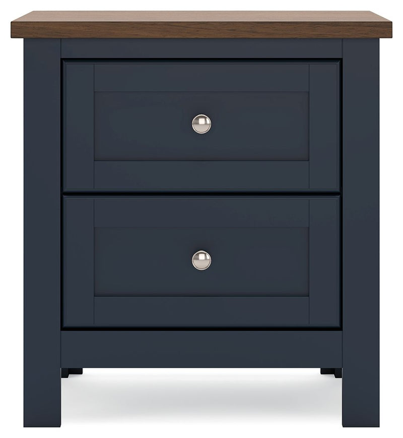 Landocken - Brown / Blue - Two Drawer Night Stand