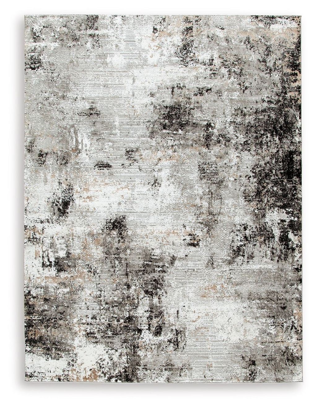 Langwell rug with black and gray abstract distressed pattern