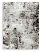 Langwell rug with black and gray abstract distressed pattern