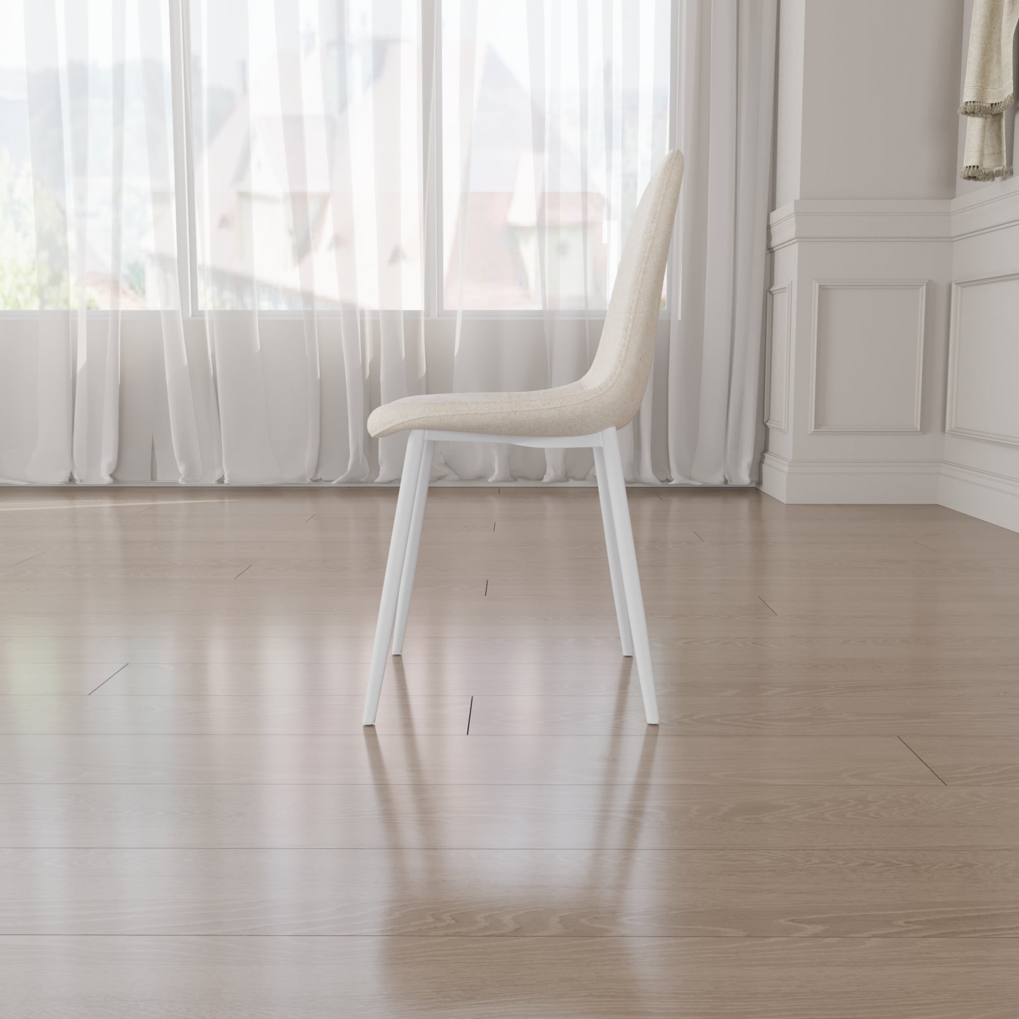 Modern Cream Dining Table & 4 Chairs Set - 63"