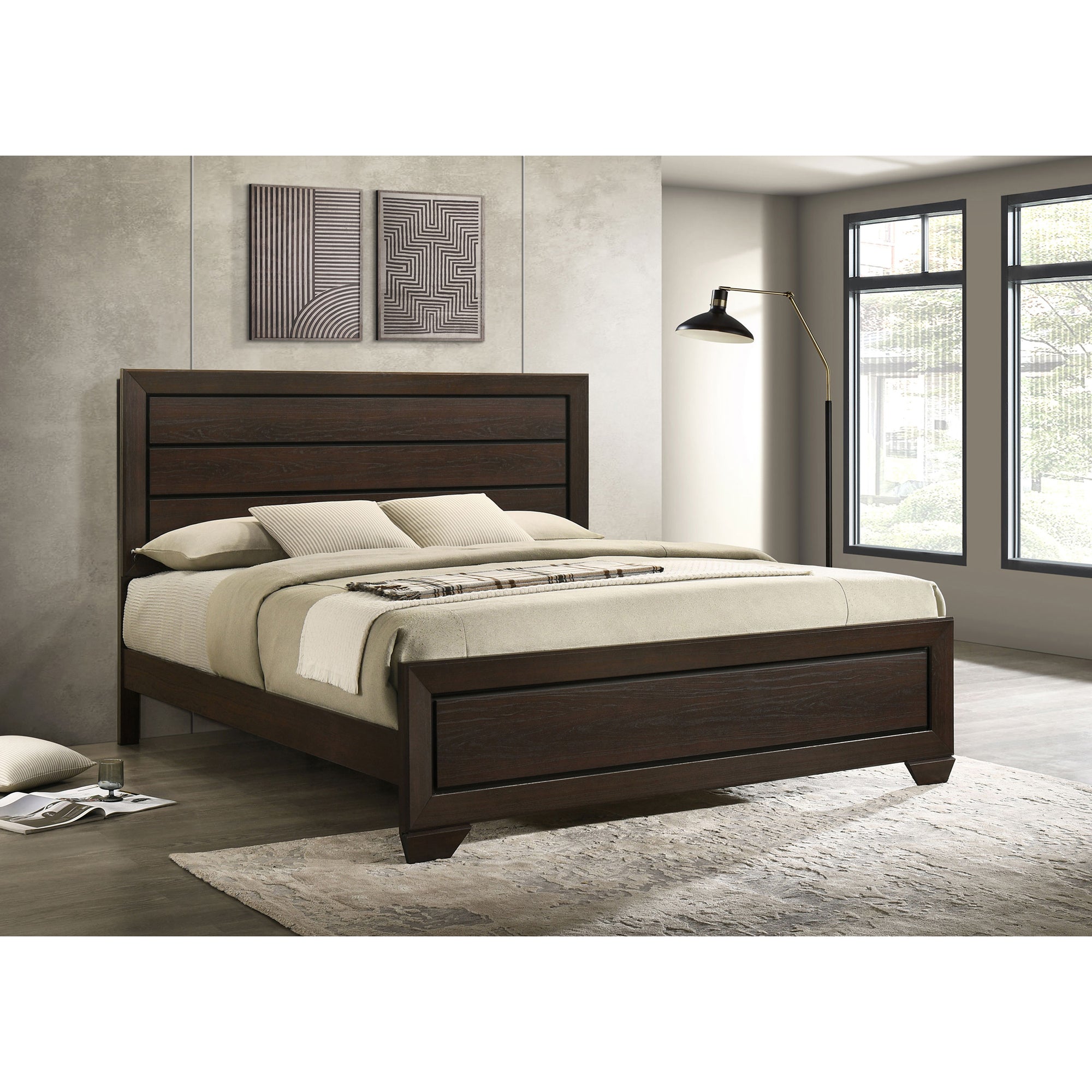 Villeparisis Dark Cocoa Eastern King Panel Bed - Modern Design Today!