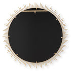 Gold accent mirror backing with circular black plate and radiating rods