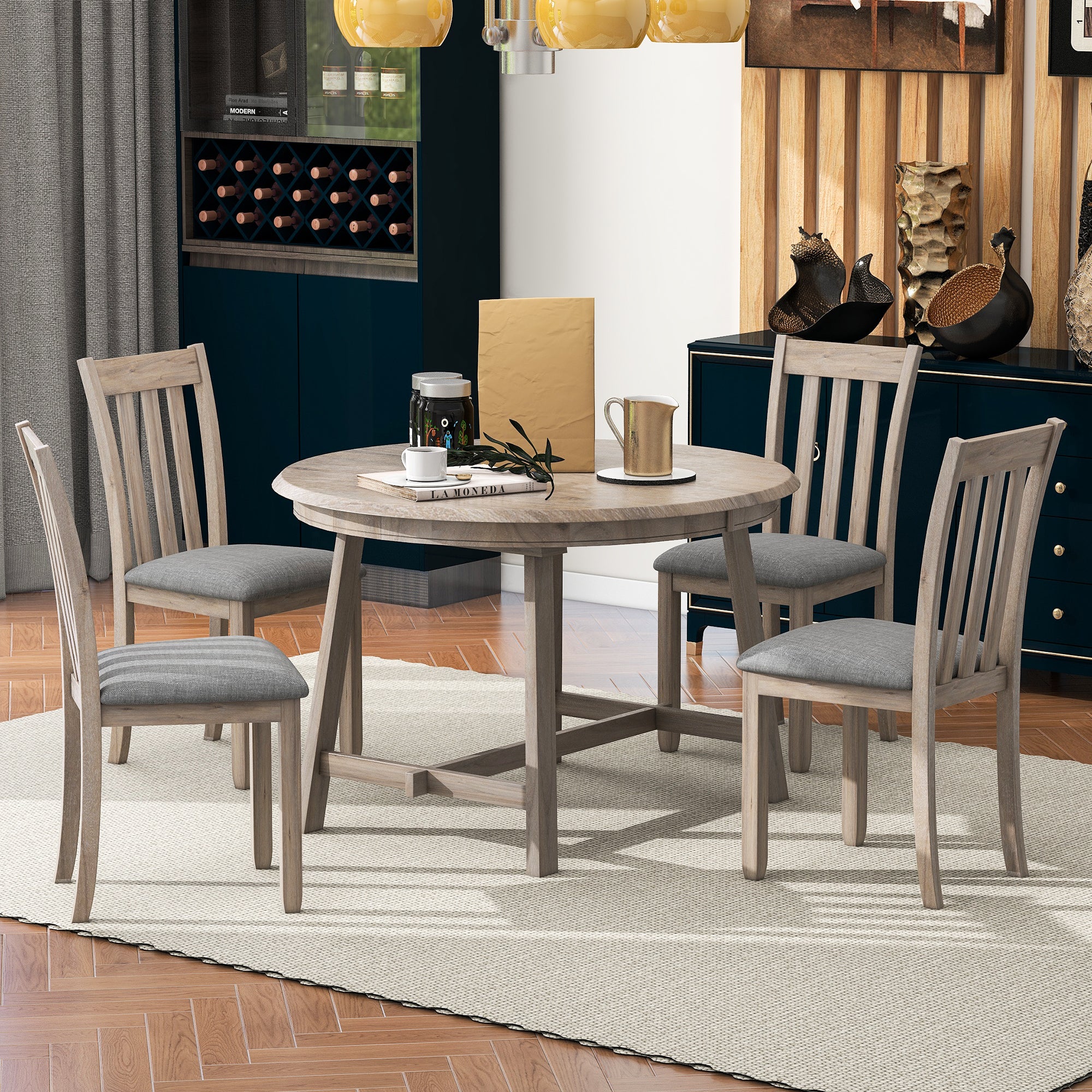 5-Pc Round Extendable Dining Set