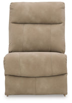 Sand armless chair with tall backrest and padded seat, no armrests
