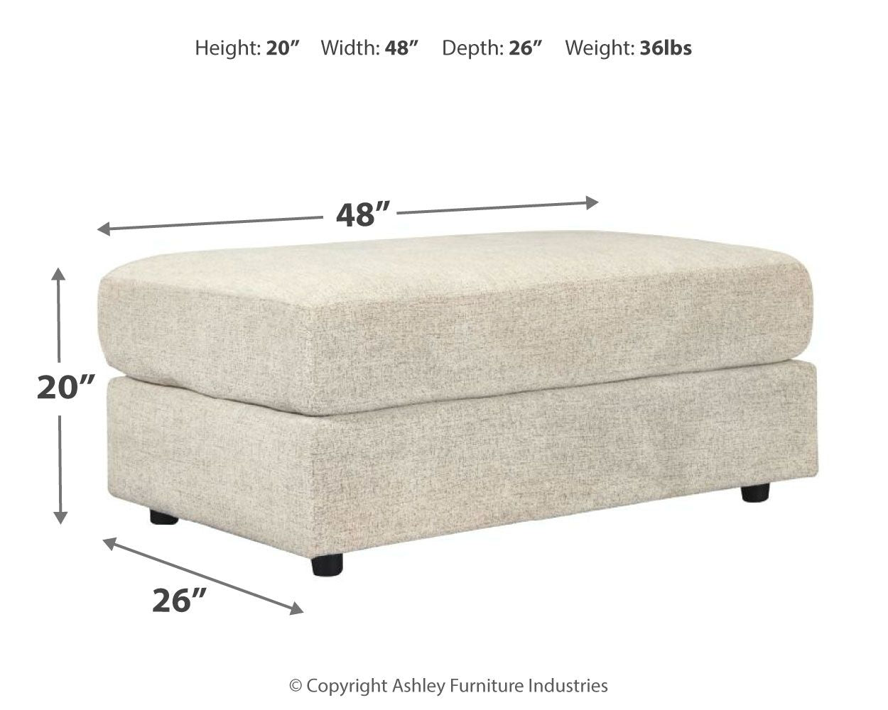 Soletren - Oversized Accent Ottoman - Stone