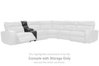 Gray console with storage, highlighted corner sectional component
