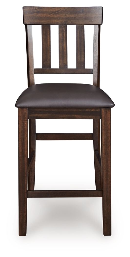 Haddigan Dark Brown Upholstered Barstool (Set of 2) - Padded, Backrest