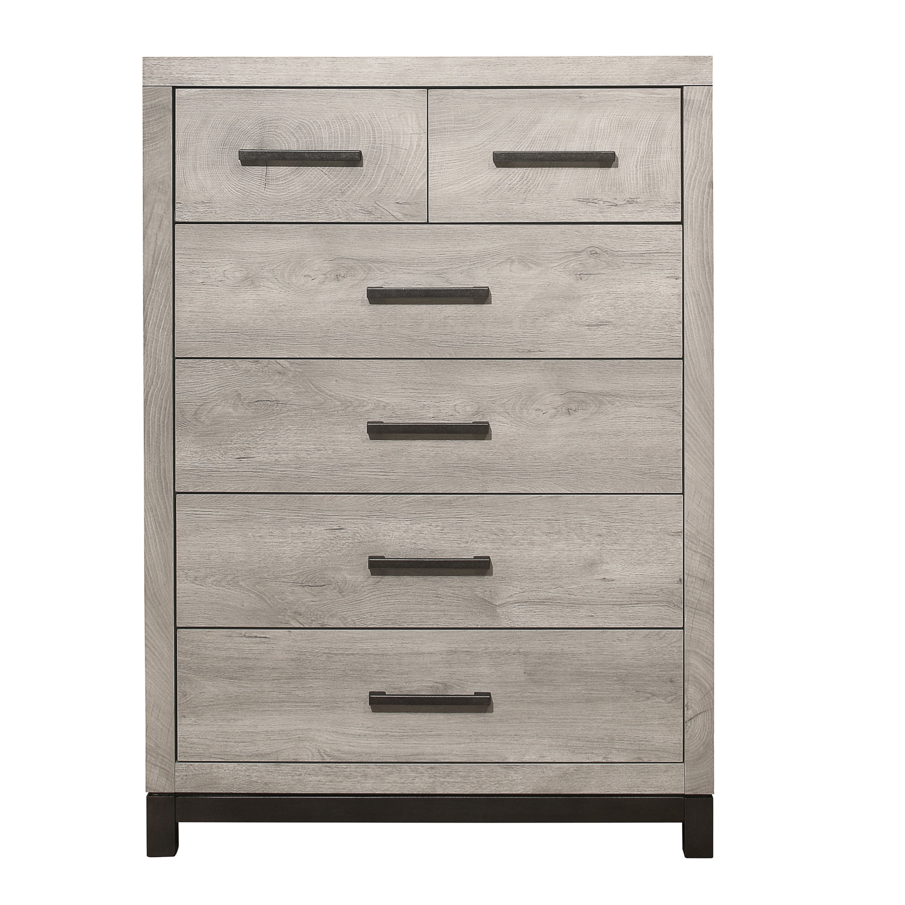 Modern Two-Tone Gray Bedroom Chest - 5 Storage Drawers