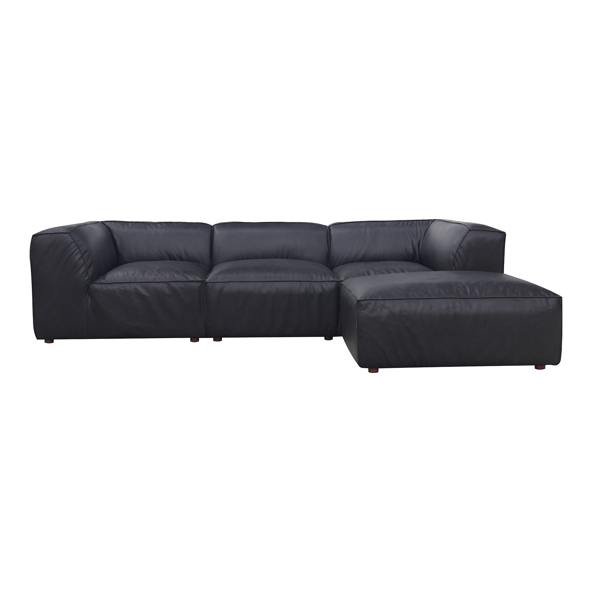 Black Leather Sectional - Modular, Cozy Form-Moe's Home Collection-American Furniture Outlet