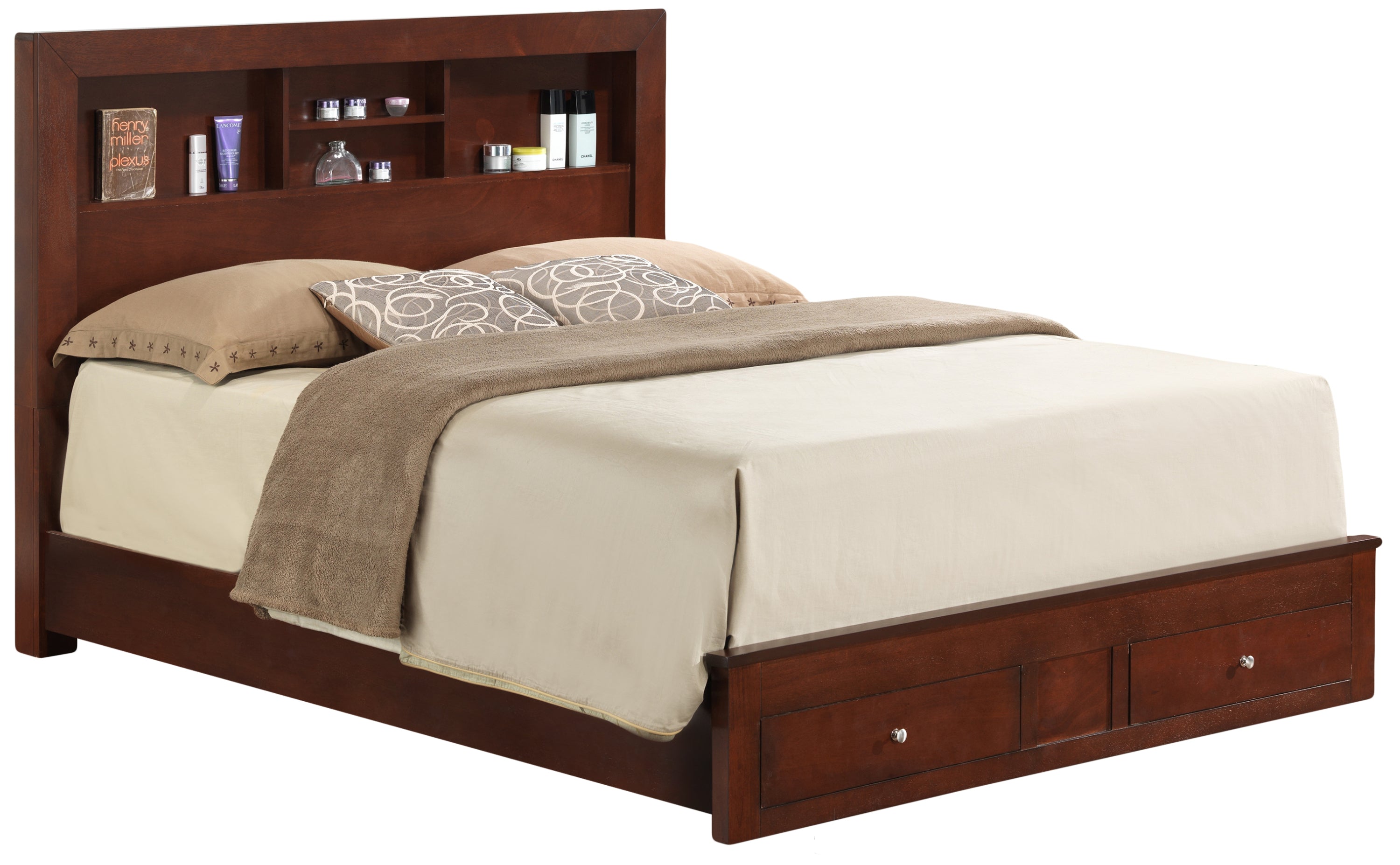 King Storage Bed - Cherry Finish | Premium Quality Bedroom Furniture