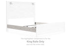 White bed king rails, long side rail component for bed frame