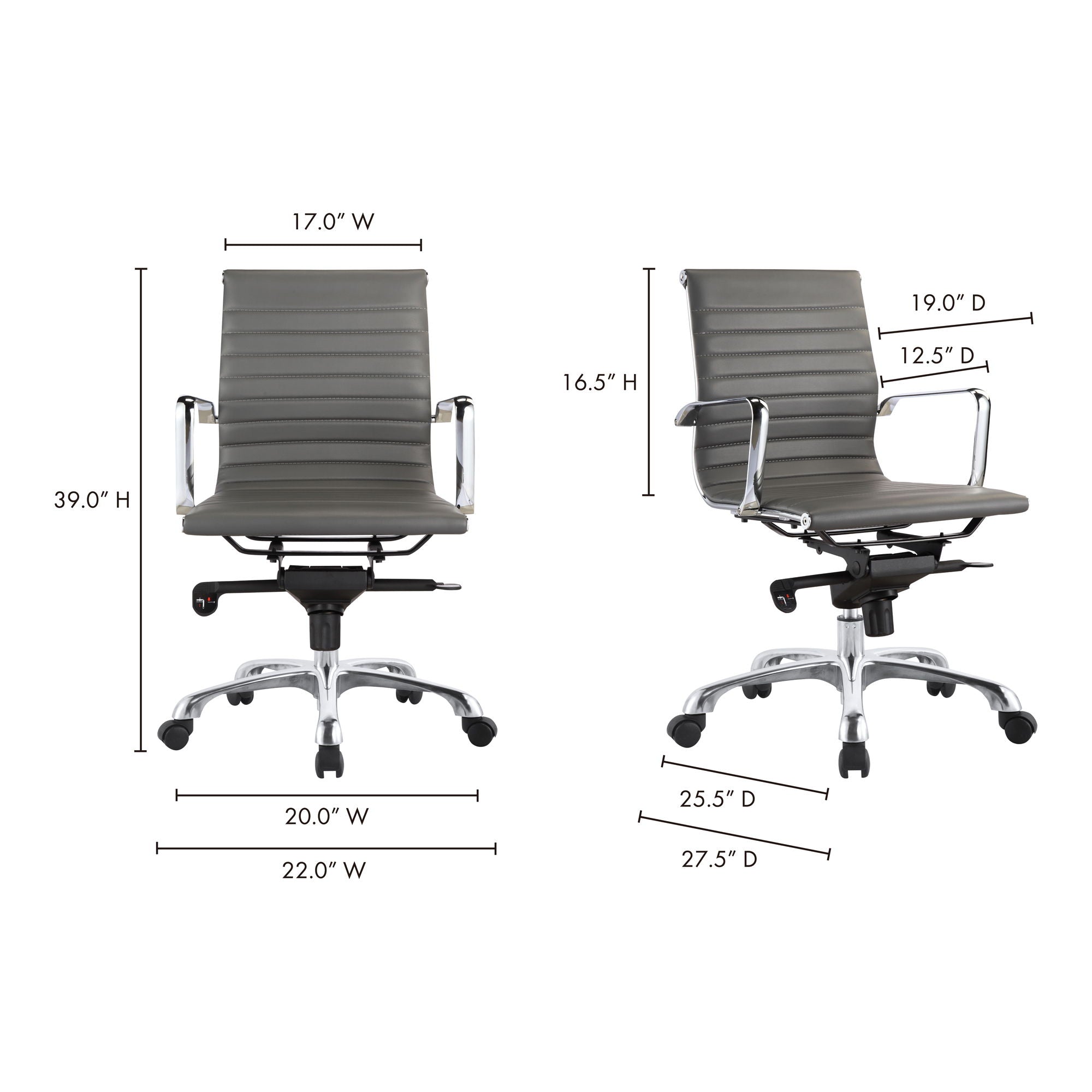 Studio - Swivel Office Chair Low Back - Gray