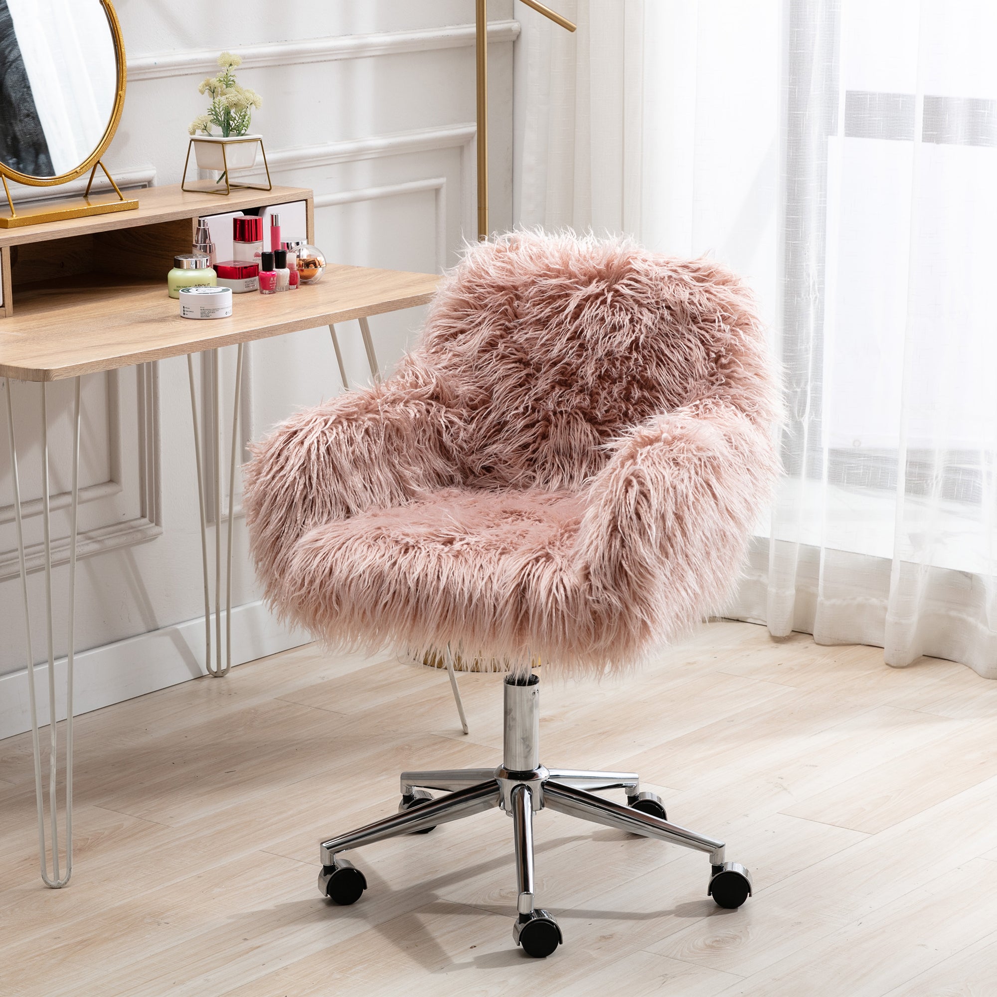 Fluffy Home Office Chair | Makeup Vanity Chair for Girls