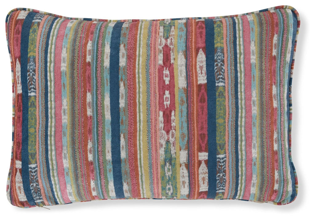 Orensburgh pillow with multicolor vertical stripes and textured woven fabric