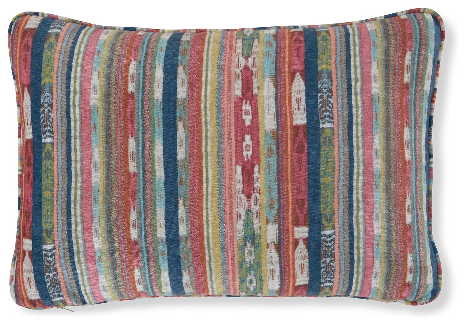 Orensburgh pillow with multicolor vertical stripes and textured woven fabric