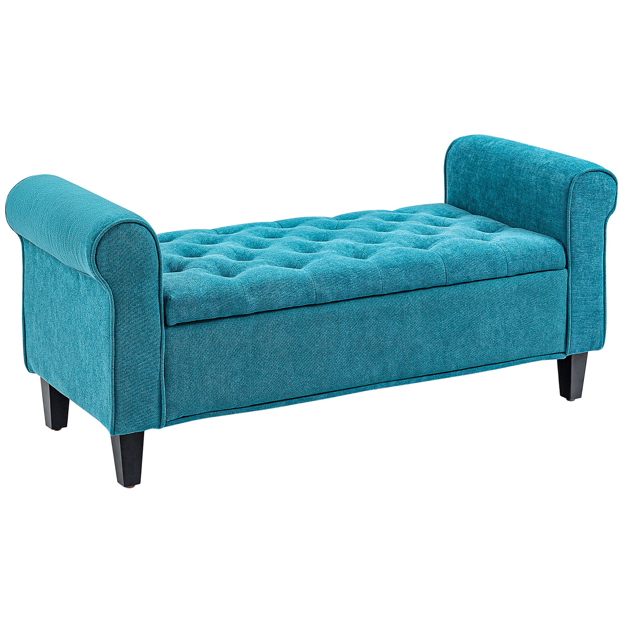 HOMCOM 50" Teal Tufted Storage Ottoman Bench End-of-Bed