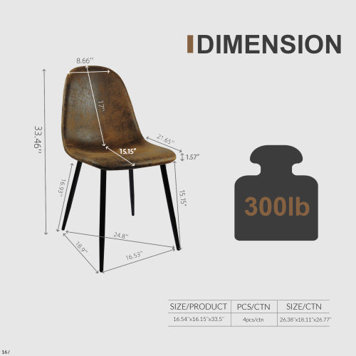59" Modern Dining Table & 4 Suede Chairs Set