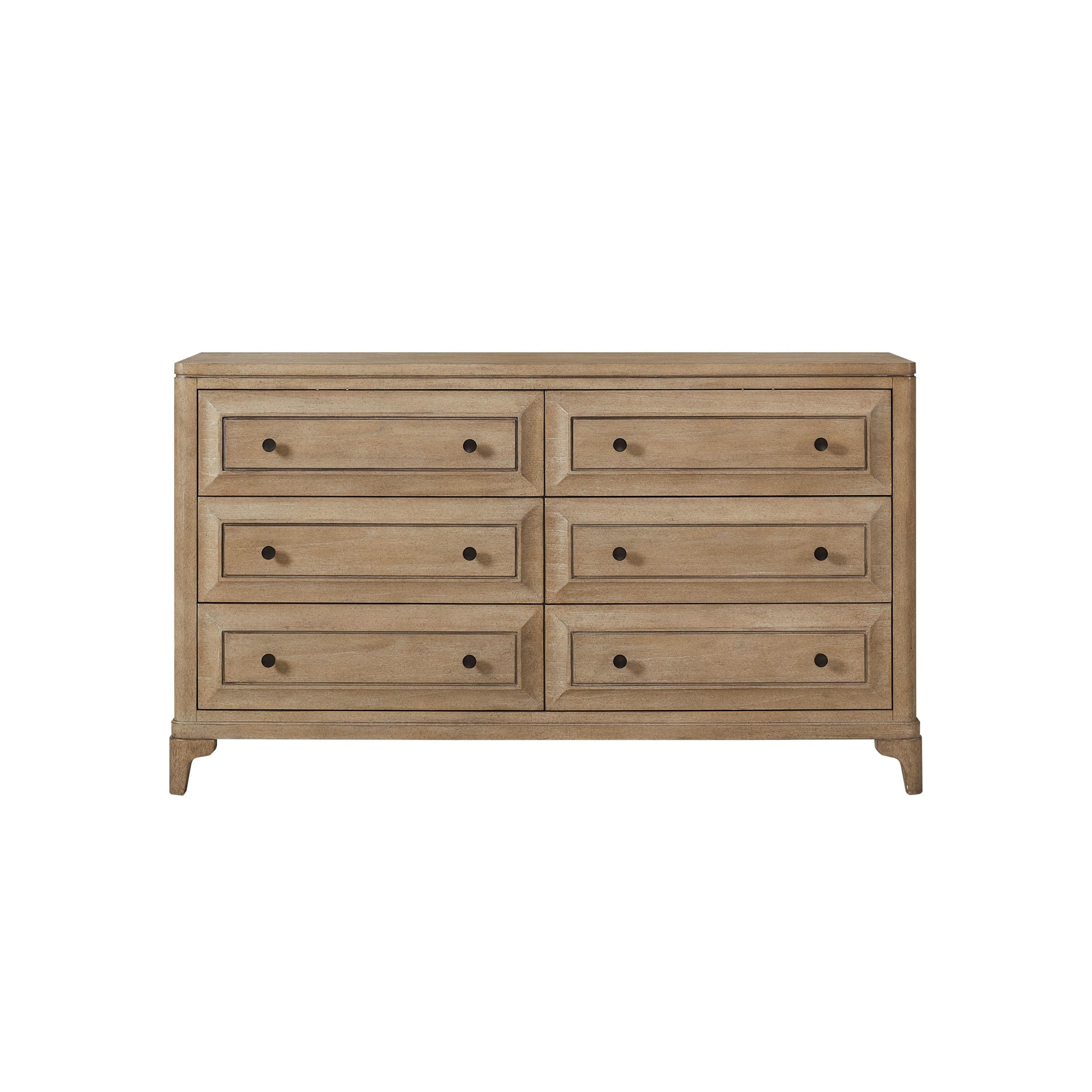 Modern 6-Drawer Dresser | Sand Finish, Solid Wood/MDF, 66"