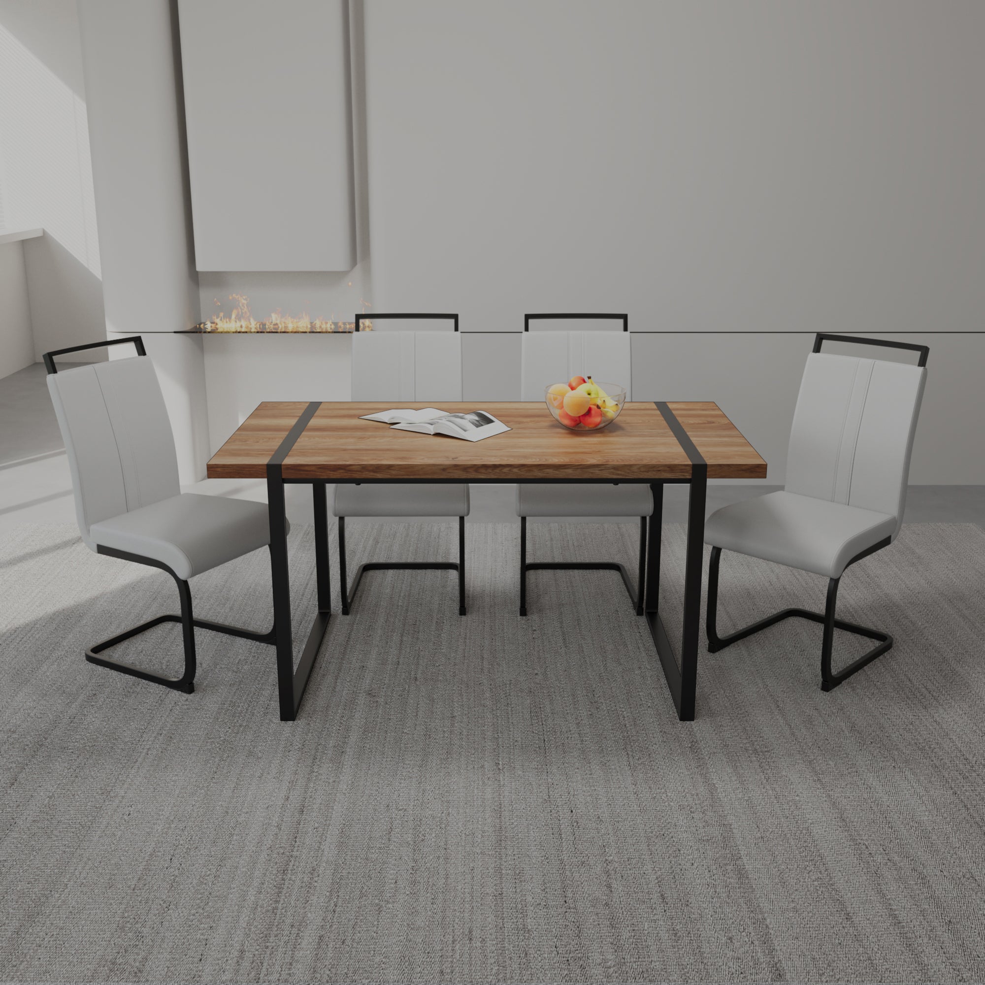 59" Rustic Industrial Dining Table Set for 4