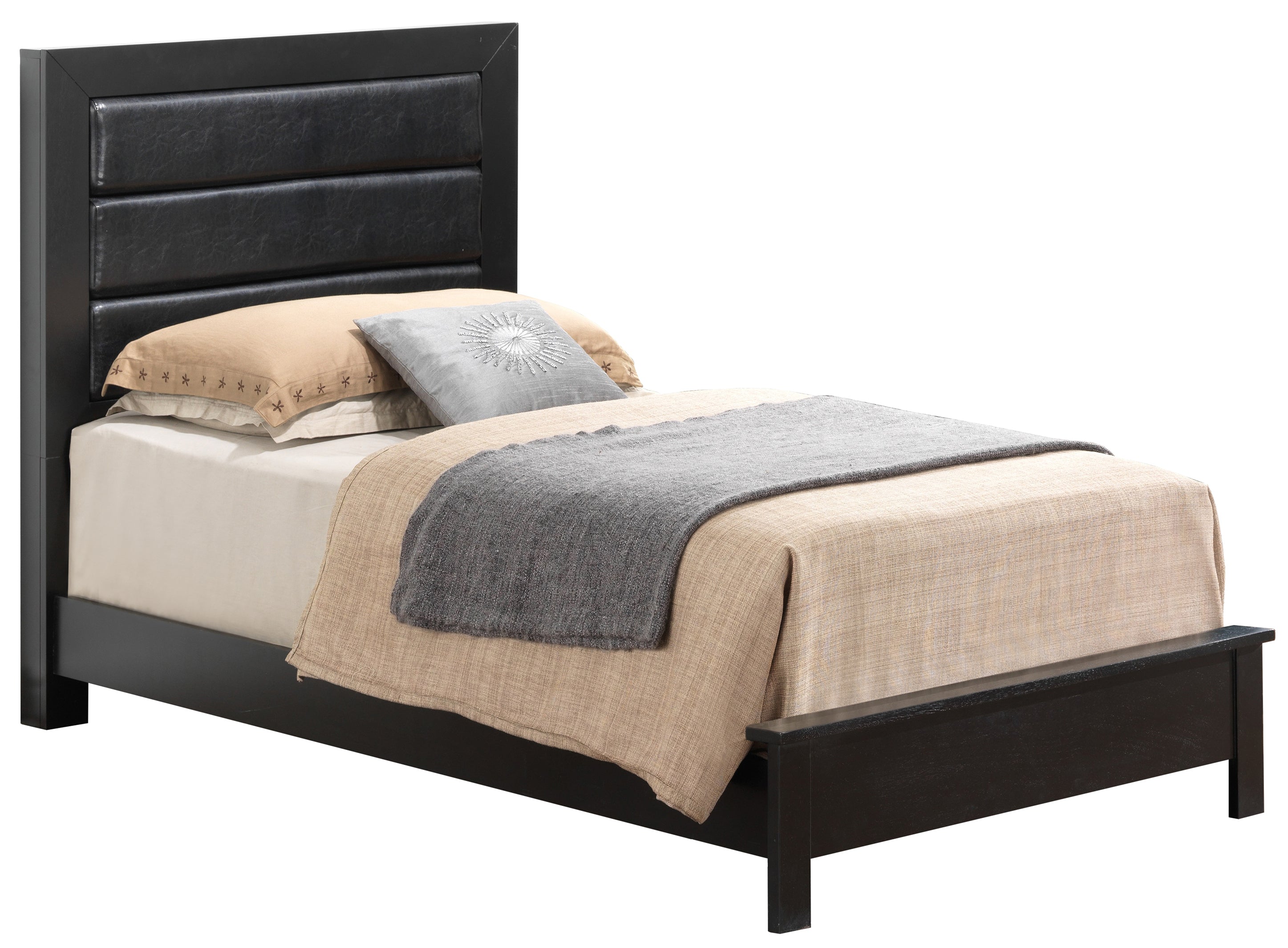 Stylish Black Transitional Twin Bed - Modern, Durable, Space-Saving