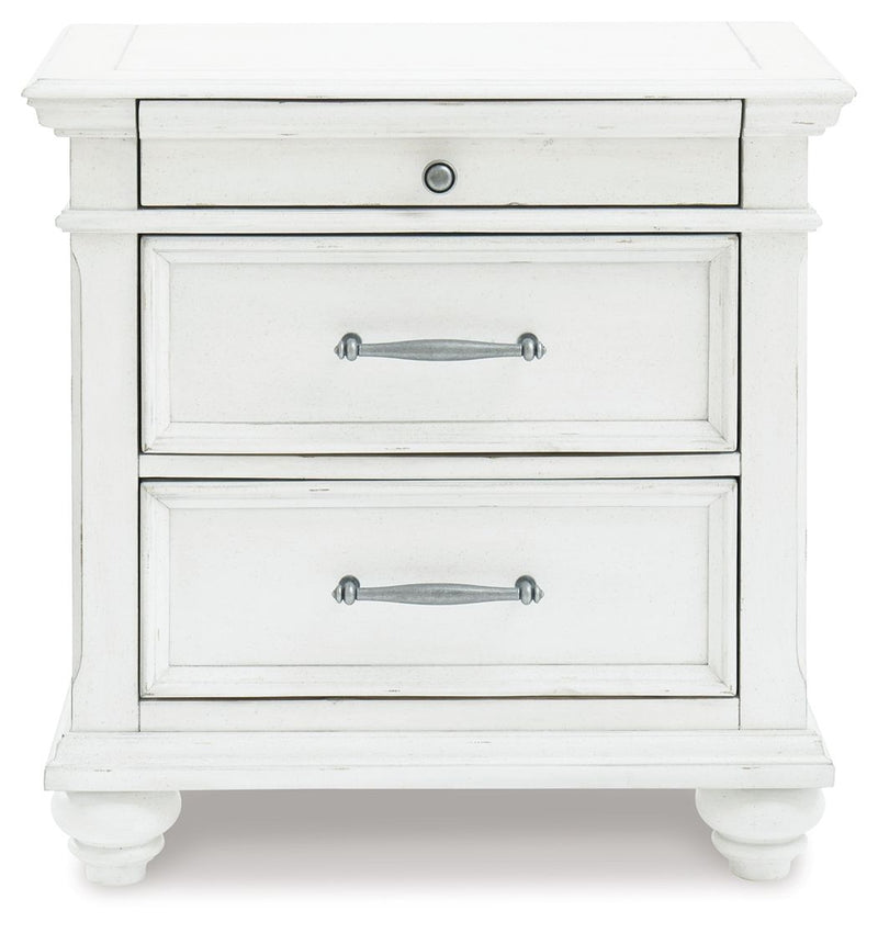 Kanwyn - Whitewash - Three Drawer Night Stand