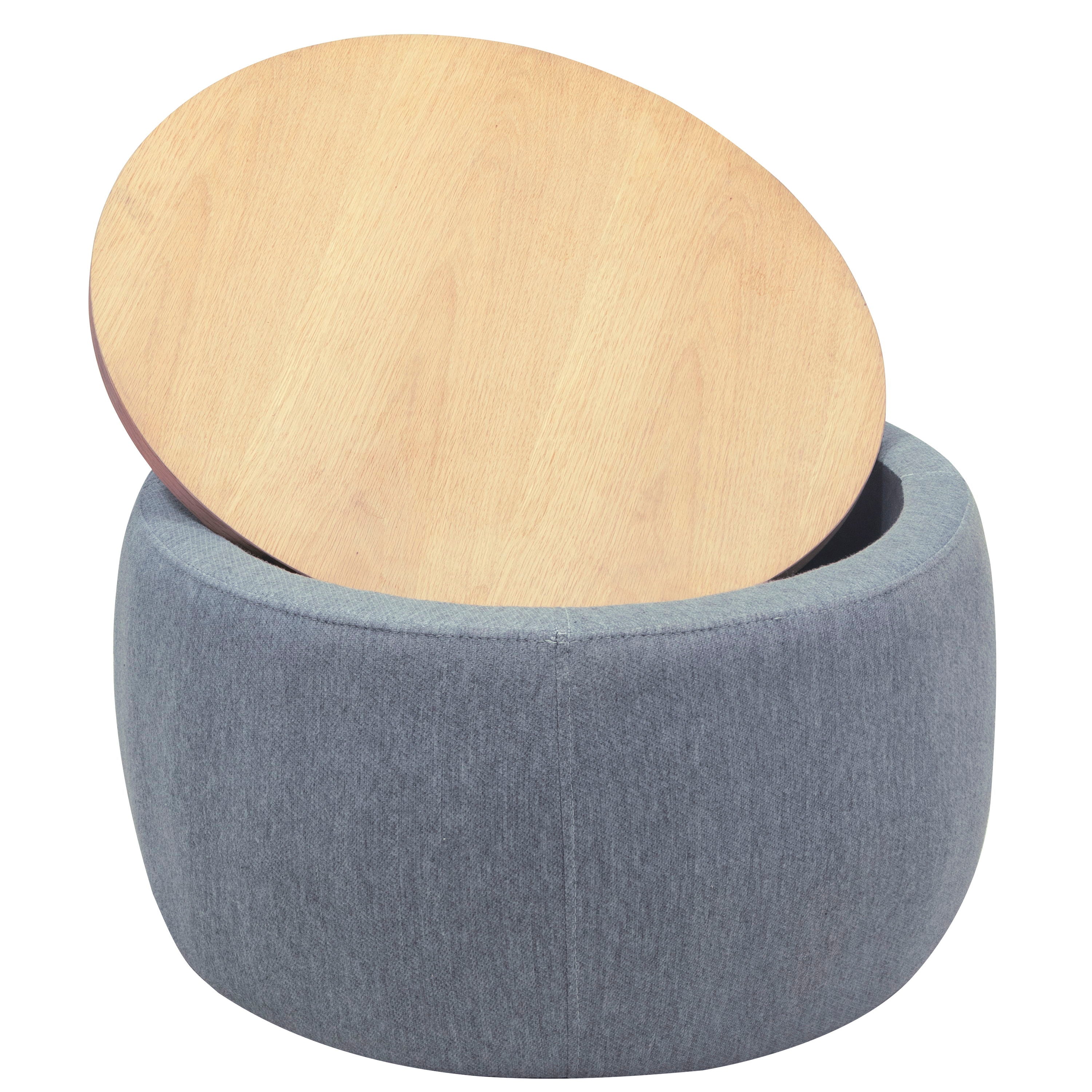 Round Storage Ottoman, 2 In 1 Function, Work As End Table And Ottoman, Dark Gray (25.5" X25.5" X14.5" )