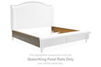 Brown wooden queen/king panel rails with top cap, for bed frame