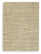 Ivory, gray, tan area rug with tight textured woven pattern