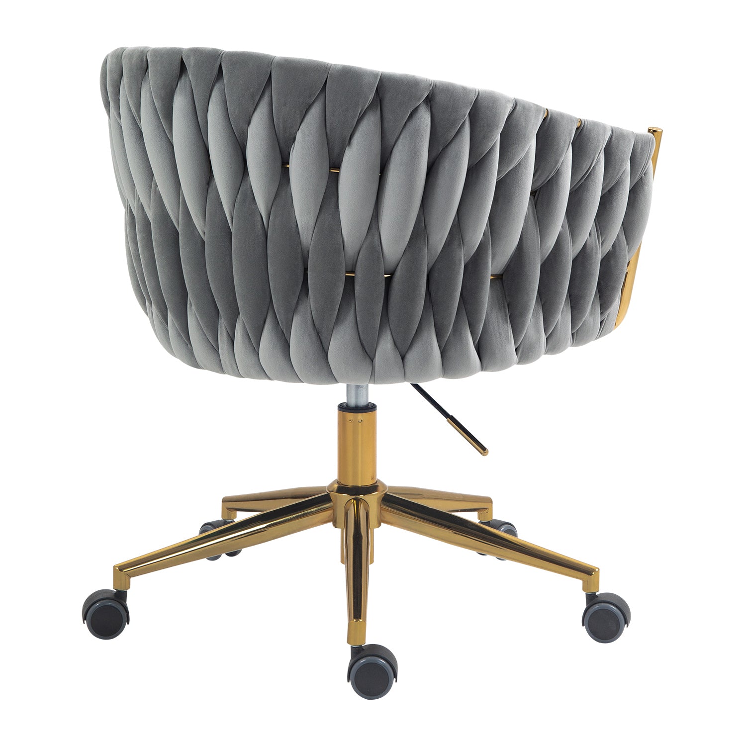 Modern Hand-Woven Office Chair with Wheels- Gray