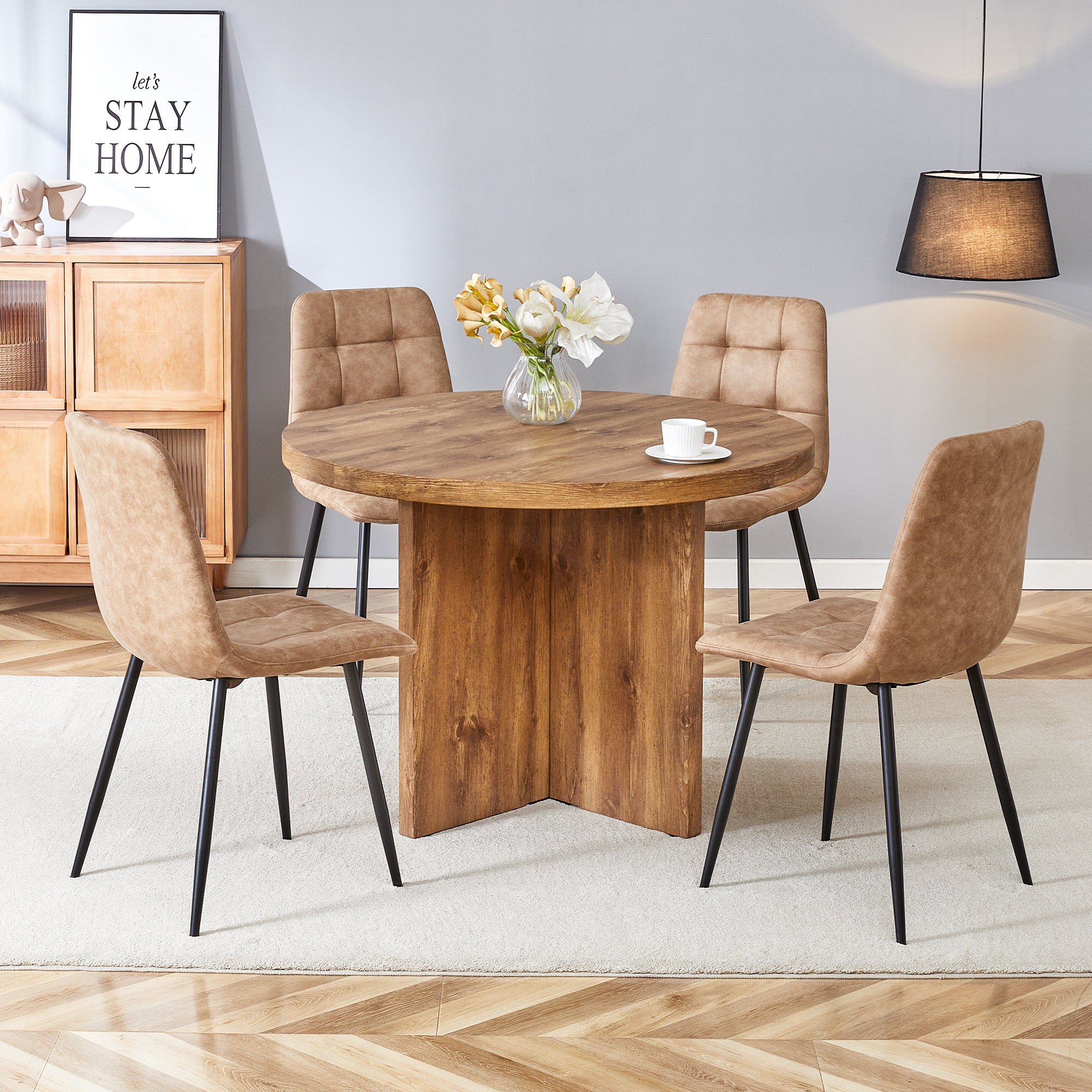 5 Pc Round Dining Table Set w/ 4 Chairs