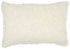 Standon pillow with smooth front and textured stitched hem, light neutral