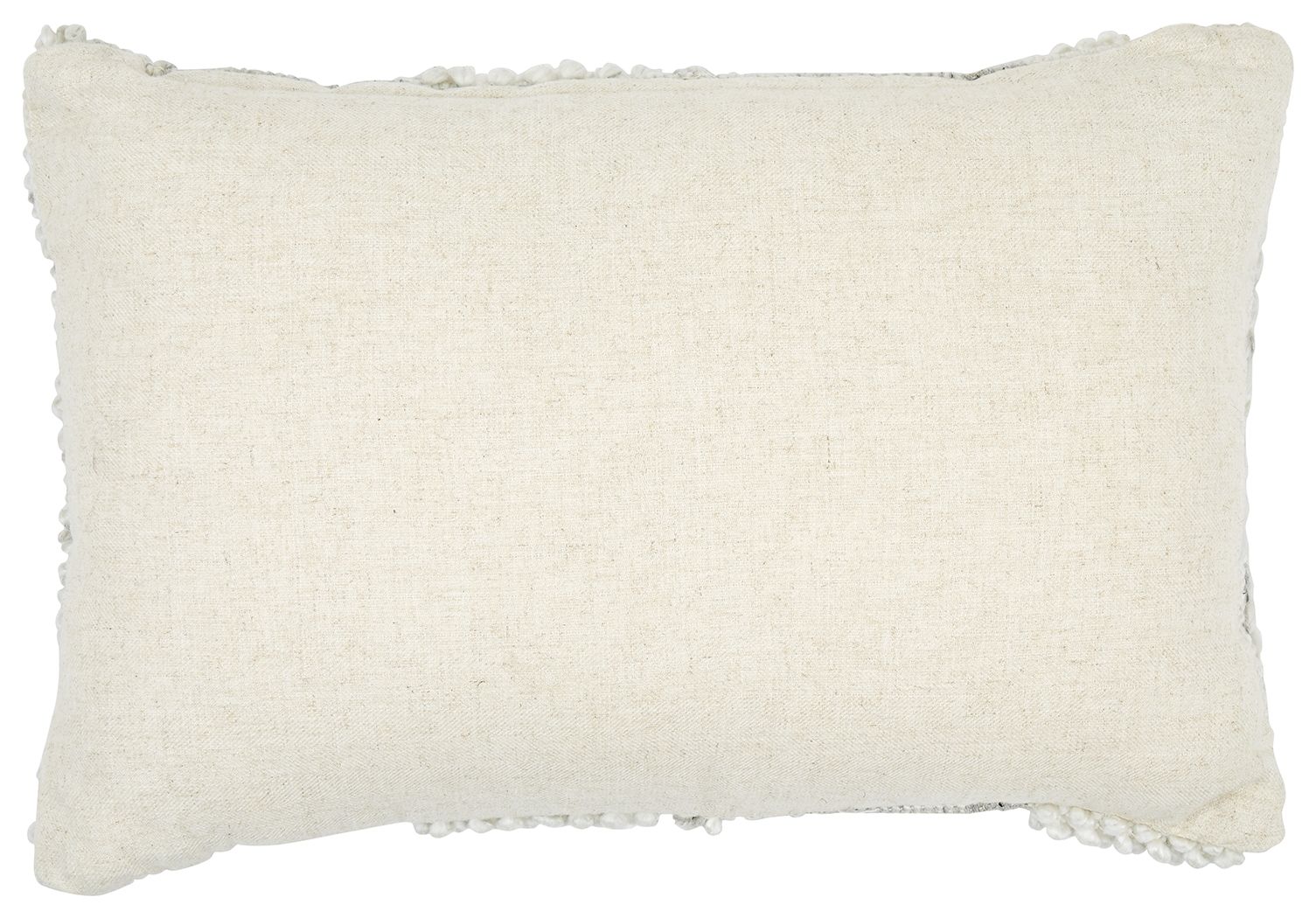Standon pillow with smooth front and textured stitched hem, light neutral