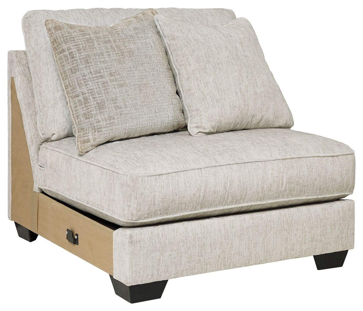 Parchment armless chair with linen-look fabric and two matching back cushions