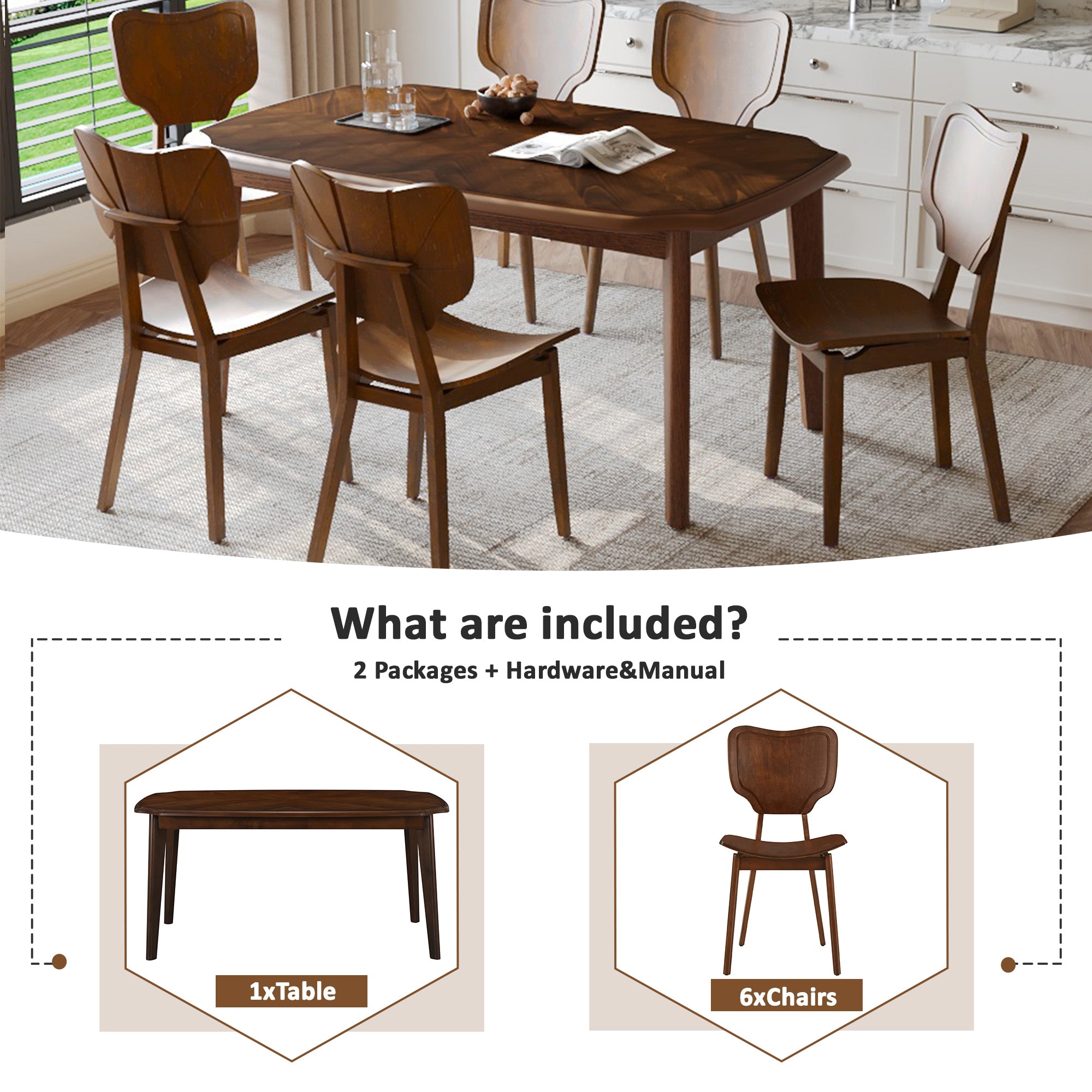 Vintage 7-Pc Dining Set, Espresso