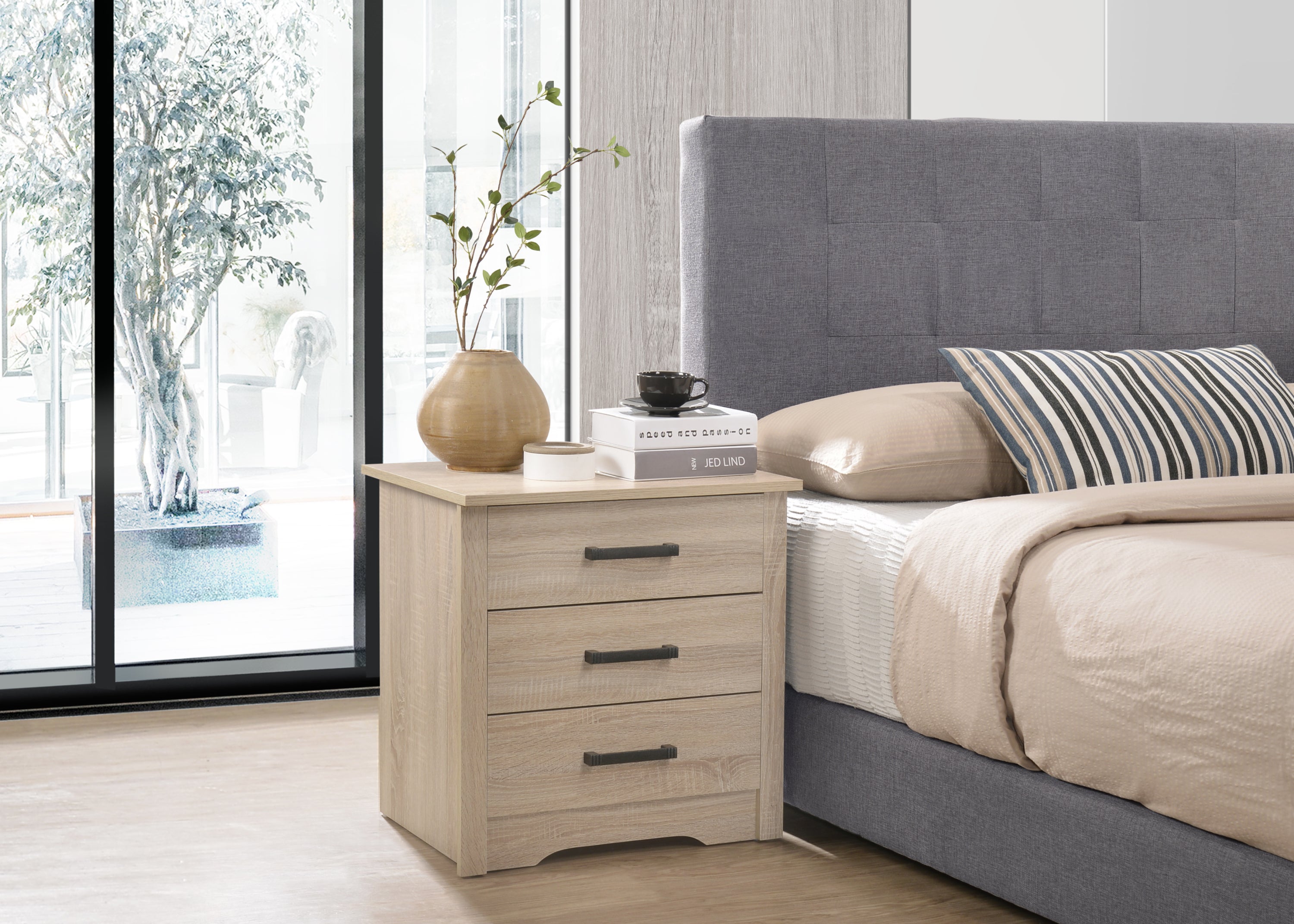 Sandle Wood Contemporary Nightstand: Modern Bedroom Style & Storage