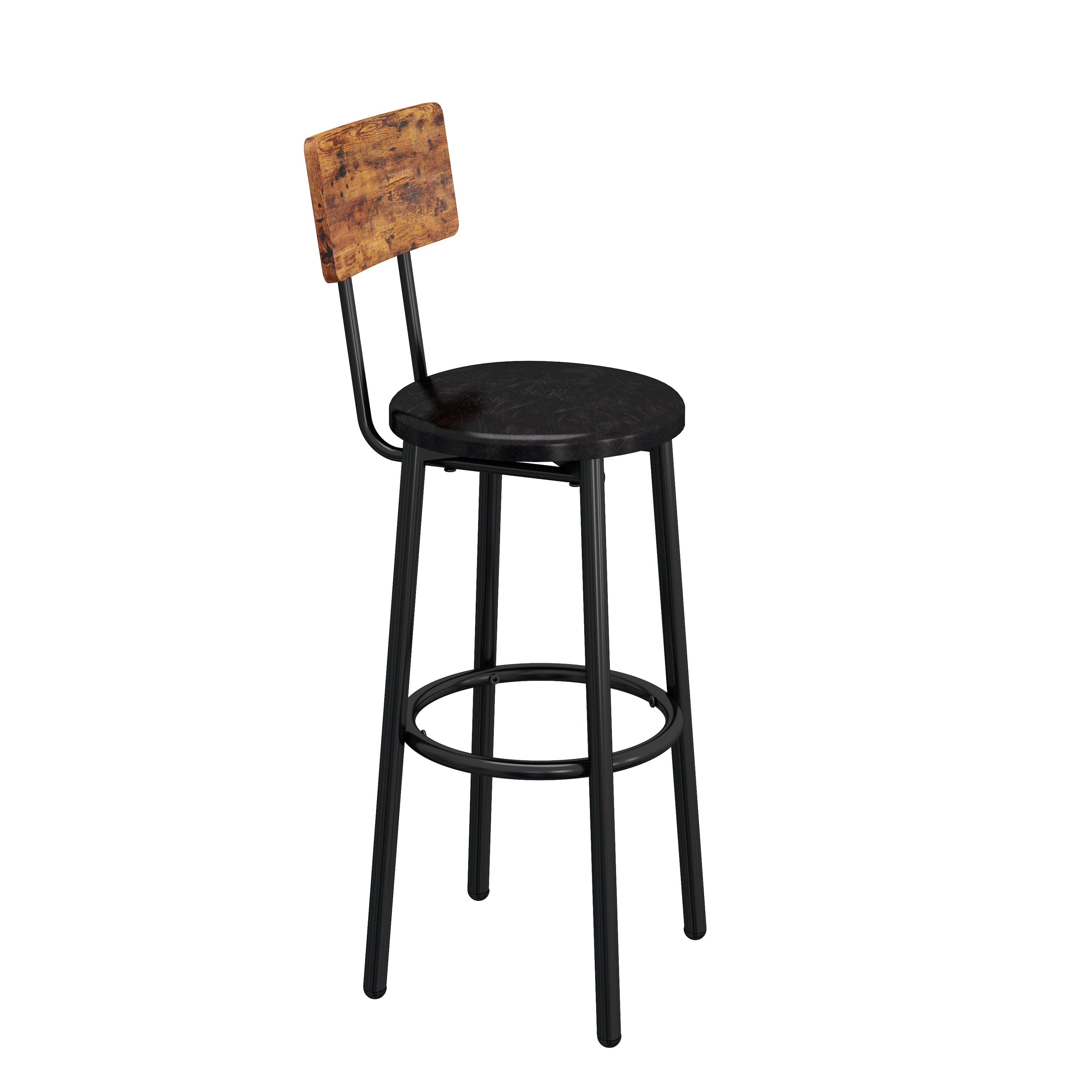 Rustic Round Bar Stools with Shelf (Set of 2)