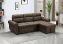 Reversible Sleeper Sectional Sofa w/ Chaise Saddle Brown Microfiber