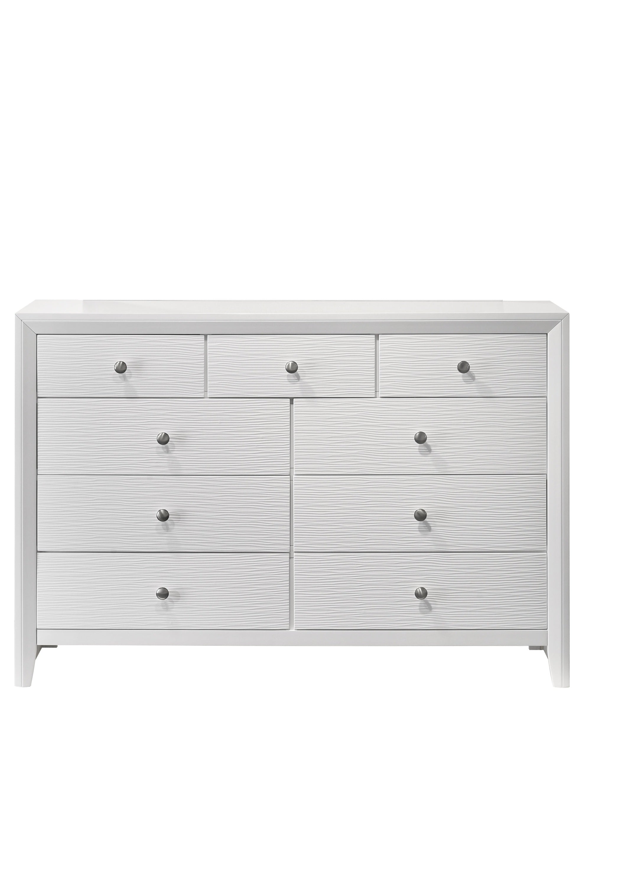 Modern White 9-Drawer Dresser - Bedroom Furniture