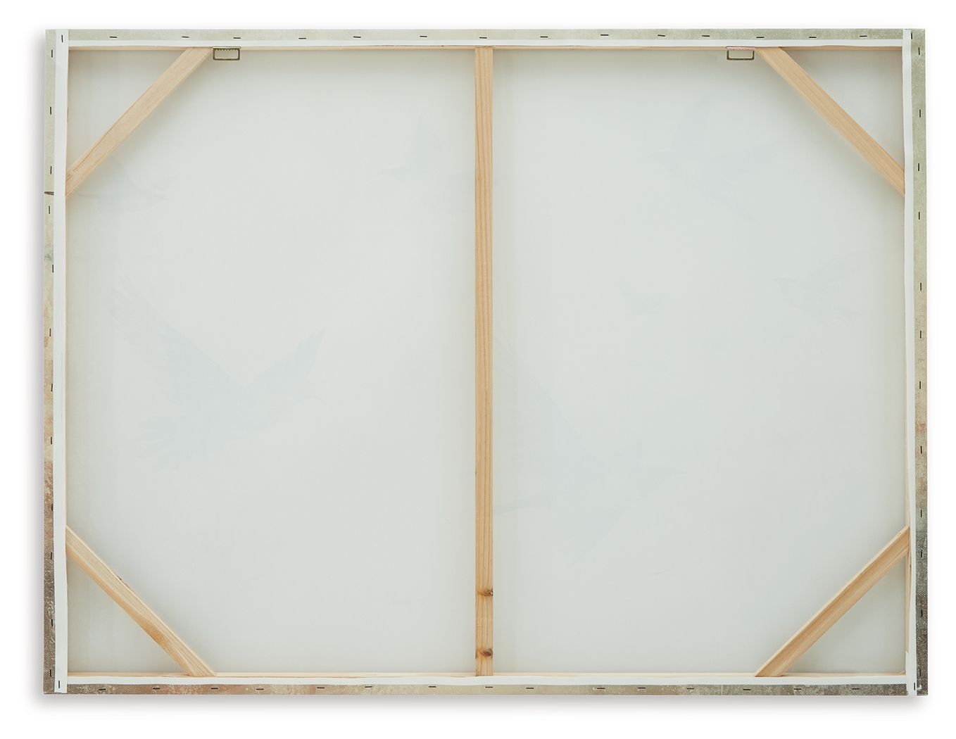 Wall art canvas backing with light wood frame and white backing board