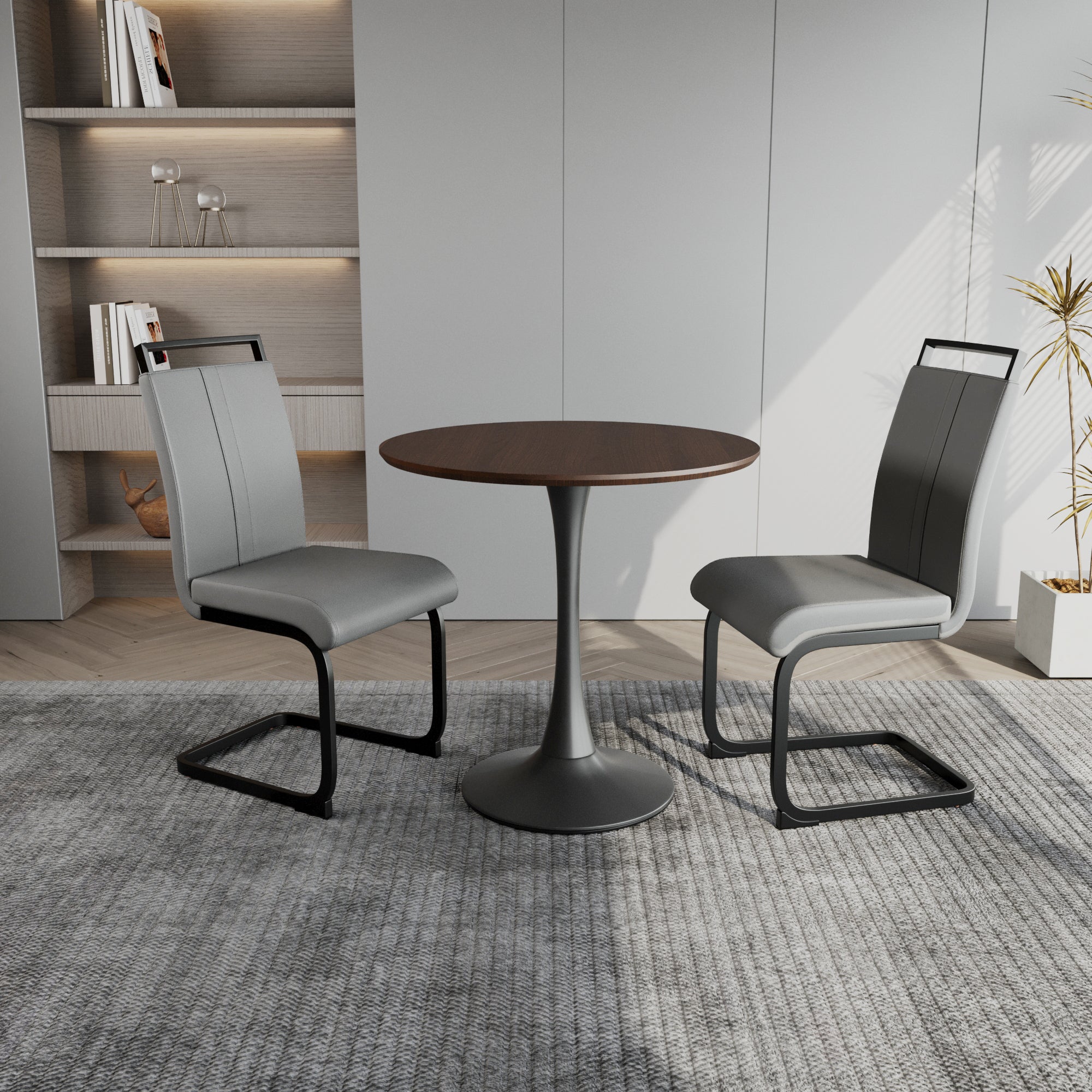 Tulip Dining Table Set, 31.5" Round, Gray