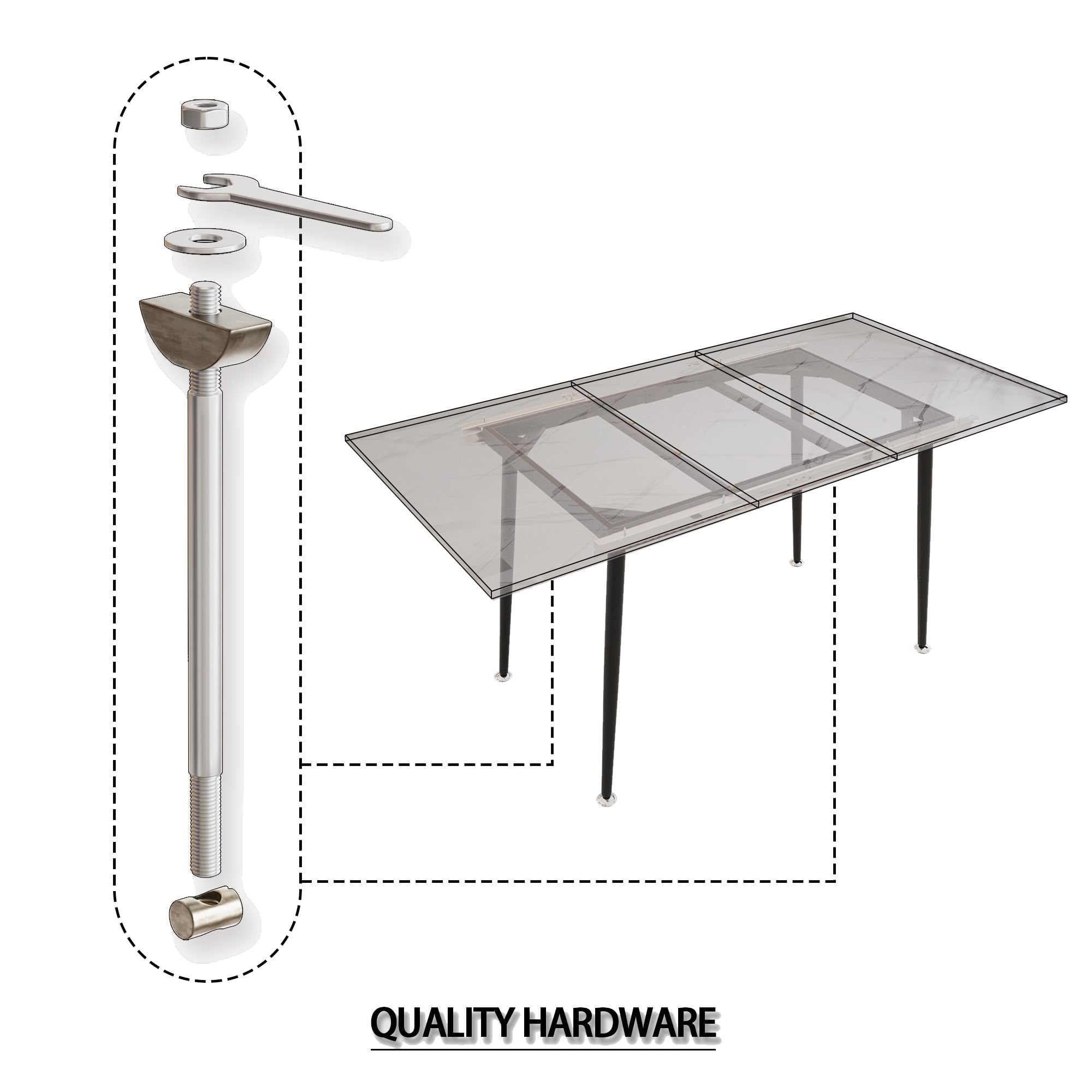 47"-63" Extendable Dining Table Set for 2-6 People